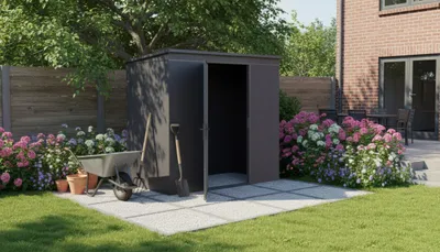 Produktbild von Weka Metall Gerätehaus Gary Gr. 4, anthrazit, BxT 237x137, KI-generiertes Bild