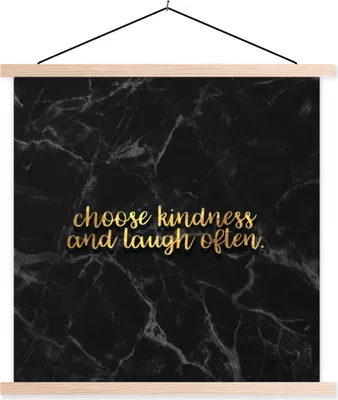 Produktbild von MuchoWow® Textilposter Zitate - Sprichwörter - Gold - Marmor 120x120 cm mit holzfarbenen Rahmen - Textil-Poster