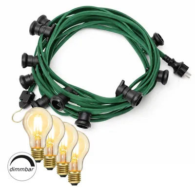 Produktbild von Illu-/Partylichterkette 10m - Außenlichterkette grün - 10 dimmbare LED Glühbirnen