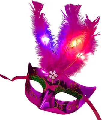 Produktbild von LED Maskerade VENEZIA mit Federn/venezianische Maske mit leuchtend u. blinkend Federn - Party Fasching Karneval Junggesellinnen Abschied Geburtstag Hochzeit