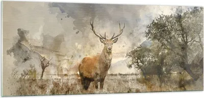 Produktbild von Bilder auf glas - rotwild natur - 100x40cm - Glasbilder - Wandbilder - Kunstdruck - zum Aufhängen bereit - Wanddekoration aus Glas - Glas Bilder - Wandbild auf Glas - Einteilig - GAB100x40-3465