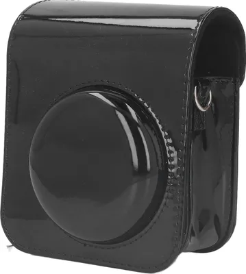 Obrázok produktu pre Puzdro na instantný fotoaparát, čierne zrkadlové kožené cestovné puzdro s nastaviteľným popruhom pre Instax Mini 12