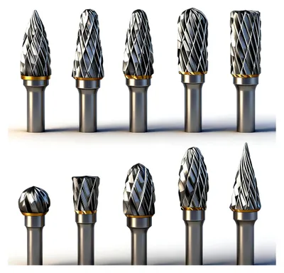Produktbild von 10 Stück Hartmetall Frässtifte mit Doppelschnitt für Metall und Holz, 3mm Schaft