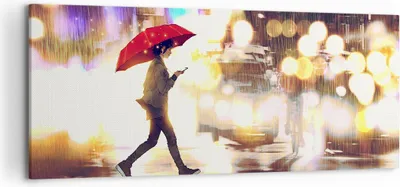 Produktbild von Bild auf Leinwand - Leinwandbild - Stadt Straße Nacht - 120x50cm - Wand Bild - Wanddeko - Leinwanddruck - Bilder - Kunstdruck - Wanddekoration - Leinwand bilder - Wandkunst - AB120x50-4016