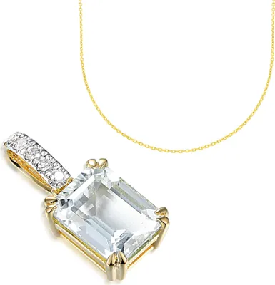 Produktbild von 585er Gelbgold Anhänger mit Zirkonia Octagonschliff mit Kette