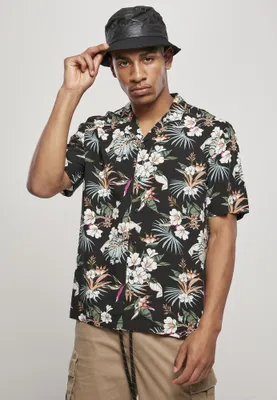Immagine prodotto di Pánská košile Urban Classics Viscosa AOP Resort Shirt blacktropical - XXL