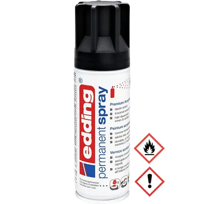 Edding Permanent Spray Premium Acryllack in tiefschwarz glänzend 200ml