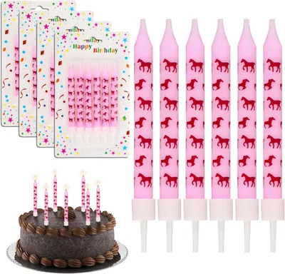 Productafbeelding van Paardenkaarsen - Set van 24 - Verjaardagskaarsen - Paardenkaarsen voor kinderverjaardag - Taartdecoratie - Meisjes