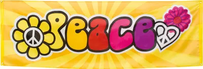 Produktbild von 70er Hippie Banner Peace Party-Deko bunt 74x220cm - Einheitsgröße