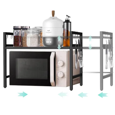 Obrázok produktu pre DanDiBo Nastaviteľná polica do mikrovlnnej rúry 2 úrovne 40-64 cm Polica do mikrovlnnej rúry 96613 Stojan na mikrovlnnú rúru Kuchynská polica
