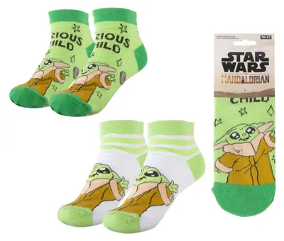 Immagine prodotto di Calzini sportivi a tema Mandalorian per bambini, confezione da 2, modello corto, Star Wars