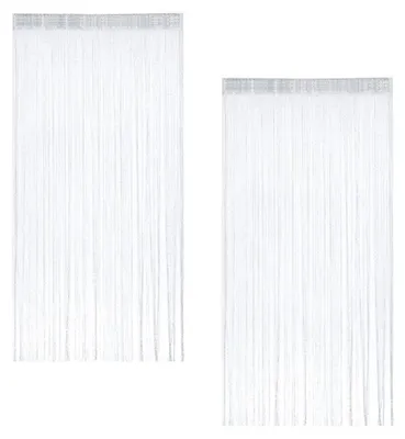 2er-Set Fadengardinen, weiß, 100 x 200 cm, Fadenvorhang