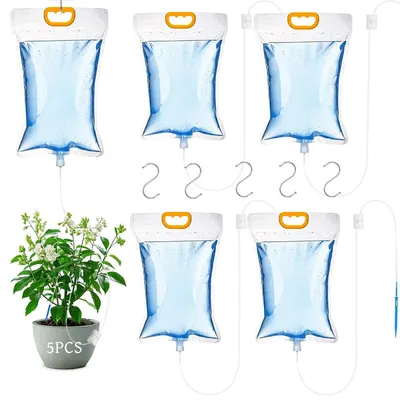 Produktbild von 5 Stück Pflanze Bewässerung Tropf 3,5L,Automatisches Bewässerungssystem,Bewässerung Taschen für Zimmerpflanzen und Balkon