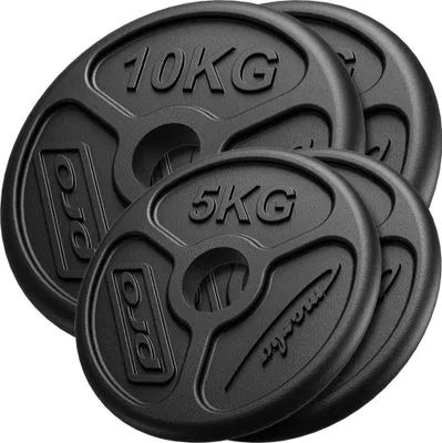 Immagine prodotto di Marbo Sport Set di pesi olimpici da 30 kg in ghisa Pesi in ghisa con foro ø50/51 mm / 2 x 10 kg + 2 x 5 kg