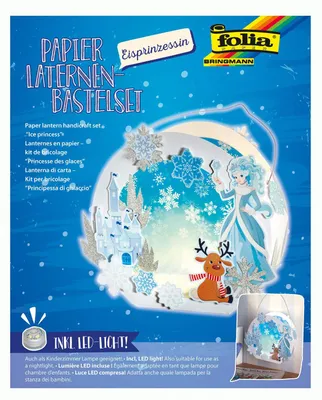 Produktbild von folia 68107 - Laternen-Bastelset, Eisprinzessin, inklusive Laternenstab und LED-Licht