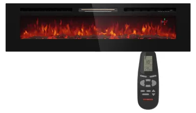 Image de Cheminée décorative Klarstein avec flammes LED, cheminée électrique avec chauffage et cheminée, cheminée électrique 1800 W avec télécommande, minuterie & thermostat réglable, cheminées électriques économiques.