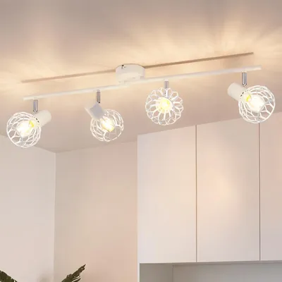 Produktbild von ZMH LED Deckenstrahler 4 Flammig Weiß E14 Metall Deckenlampe 350° Schwenkbar Wohnzimmer Lampe Decke Spots Innen Deckenspot Küche Deckenleuchte