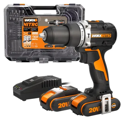 Immagine prodotto di WORX WX352.4, trapano avvitatore a batteria da 20V, motore brushless, 60 Nm