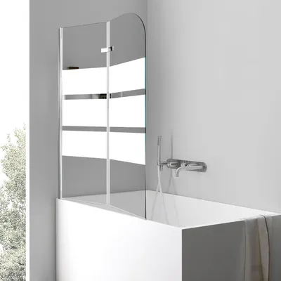 Obrázok produktu pre Pevná sprchová stena pre vaňu, 100x140 cm, 2-dielna, skladacia sklenená sprchová stena, bezpečnostné sklo EGS s hrúbkou 6 mm, zásterka na vaňu, príslušenstvo do sprchy, biely lem