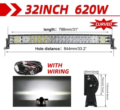 Immagine prodotto di Barra luminosa per auto e camion - Potente illuminazione a LED - 32 pollici - 70000 lumen