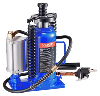 Produktbild von VEVOR Luft-Hydraulik-Flaschenheber, 20 Tonnen Tragfähigkeit, 260-495 mm Hubbereich, pneumatischer/manueller schwerer, geschweißter Flaschenheber mit Pumpe für Auto, Pickup, Lkw, Wohnmobil, SUV, Autoreparatur, Hauslift, Rot, 20 T-a, Blau