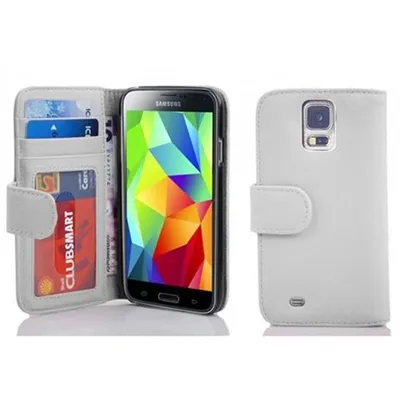 Obrázek produktu pro Cadorabo pouzdro pro Samsung Galaxy S5 / S5 NEO v bílé barvě zadní kryt mobilního telefonu ochranný kryt pouzdro typu kniha se sloty na karty booklet
