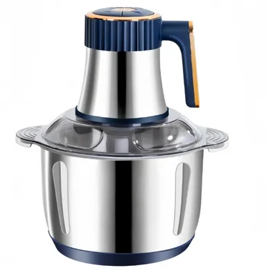 Zdjęcie produktu dla Robot kuchenny – maszynka do mielenia mięsa, krajalnica do warzyw i blender – pojemność 5 l – miska ze stali nierdzewnej – niebieski