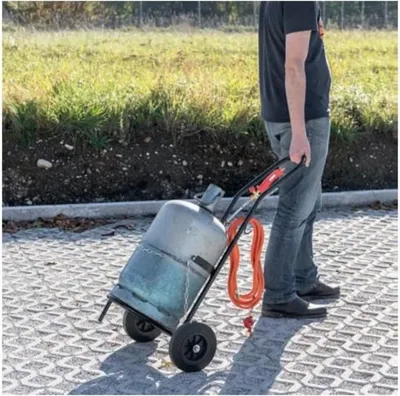 Produktbild von Flaschentransportwagen für Butan/Propan Flaschen, Gummiräder, Verstellbare Sicherheitskette, 50,5x14x99 cm