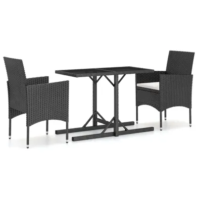 Produktbild von vidaXL 3-tlg. Garten-Essgruppe Schwarz