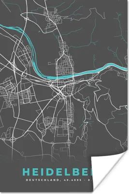 Produktbild von MuchoWow® Poster Heidelberg - Stadtplan - Blau - Karte - Deutschland 120x180 cm - Kunstposter