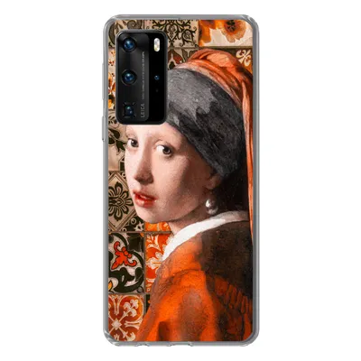 Produktbild von MuchoWow® Handyhülle Schutzhülle Hülle für Huawei P40 Pro Mädchen mit Perlenohrring - Kacheln - Vermeer Silikon Softcase Handy Hülle - Schutz
