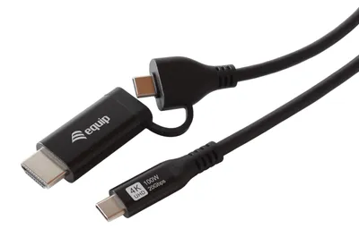 Productafbeelding van Equip 128435 Equip Adapter USB-C->USB-C+HDMI  PD100W  4K/ 60Hz 1.00m Alu.