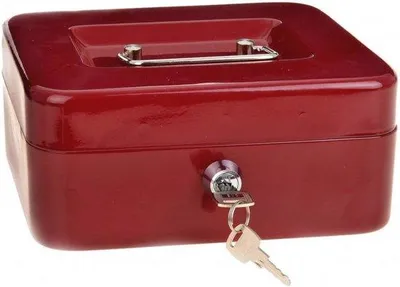 Produktbild von Sicherer Geldschrank mit Münzfüllfach - 20x16x9 cm - Inklusive Schlüssel - Rot