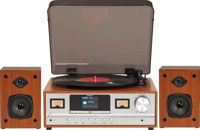 Produktbild von Denver MRD-52LIGHTWOOD - Retro-Musiksystem mit DAB+/FM, Plattenspieler, CD, Bluetooth & Fernbedienung