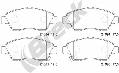 Produktbild von BRECK Bremsbeläge Satz Vorne Bremsklötze für HONDA CIVIC VI Hatchback (EJ, EK) 21694 00 701 10