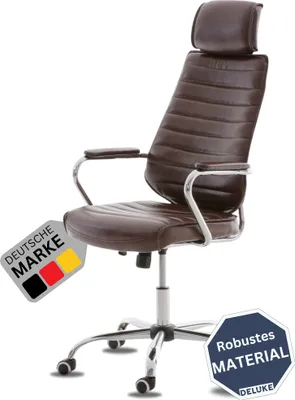 Produktbild von DELUKE® Bürostuhl Ergonomisch FUGOR Schreibtischstuhl mit Rollen | Höhenverstellbarer Drehstuhl, Arbeitsstuhl mit Kopfstütze | Chefsessel, Computerstuhl 125 kg | Bordeauxrot