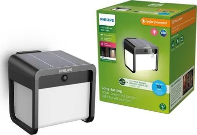 Produktbild von Philips Wandleuchten Ezra, 1,8 W, Schwarz, Kunststoff, IP44, III, Modern, Garten, Terrasse