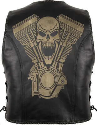Produktbild von Lederweste Lederkutte Kutte Clubweste Biker Rockerweste Chopper Herren Druck (XL)