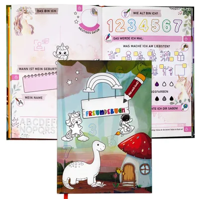 Produktbild von Freundebuch Kindergarten - Individuell gestaltbares Erinnerungsbuch für Mädchen und Jungen | Hochwertiges Hardcover & 24 Doppelseiten für unvergessliche Erinnerungen