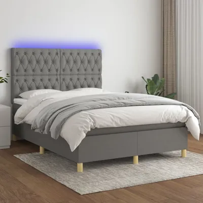 Image de Maison Exclusive - Sommier à lattes de lit et matelas et LED Gris foncé 140x200 cm