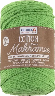 Produktbild von GLOREX Makramee Baumwolle neongrün 2mmx225m 250g