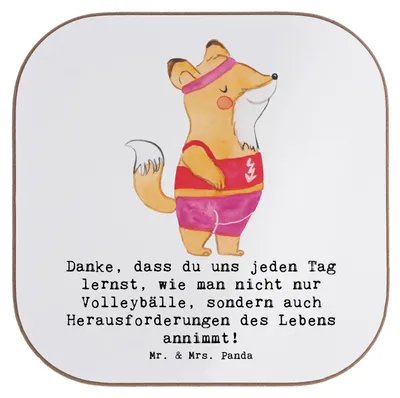 Produktbild von Mr. & Mrs. Panda Untersetzer Glas Volleyball Trainerin Inspiration - Weiß - Geschenk, Sportart, Spielfeld, Teamgeist, Danksagung, Coaster, Leidenschaft, Coach, garten