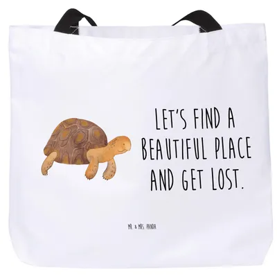 Produktbild von Mr. & Mrs. Panda Schultasche Schildkröte Marschieren - Weiß - Geschenk, Laptoptasche, Reiselust, Tasche, Schildkröten, Beutel, Neustart, Motivation, Tote Bag, Abenteuer