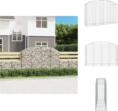 Produktbild von vidaXL Gabione mit Hochbogen 200x50x120/140 cm Verzinktes Eisen -  Blumentöpfe & Pflanzgefäße