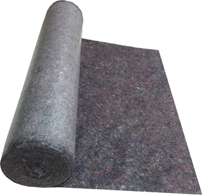 A roll of grey protective felt material is shown, partially unrolled on a white background.