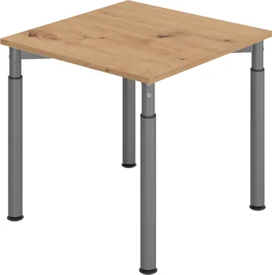 Produktbild von bümö Schreibtisch Serie-Y - Nachbildung: Asteiche, Größe:  80 x 80 cm, Gestell: Graphit