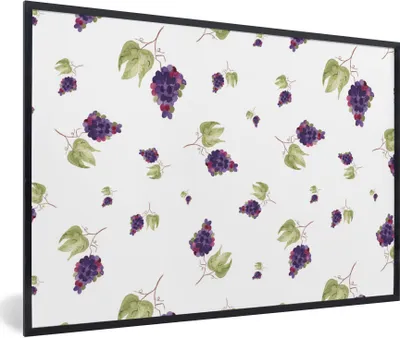 Produktbild von MuchoWow® Gerahmtes Poster Weintrauben - Lila - Weiß 60x40 cm - Poster mit Schwarzem Bilderrahmen Wandposter Rahmen Foto Bilder - Printing - Wanddeko Schlafzimmer