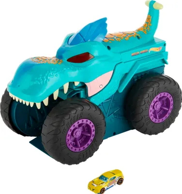 Produktbild von Hot Wheels Monster Trucks autofressender Mega-Wrex, inkl. 1 Spielzeugauto