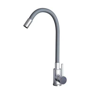 Produktbild von GranMaster FLESSILA Küchenarmatur Grau – Flexibler Edelstahl-Wasserhahn mit Silikonauslauf – 360° drehbar, Keramikkartusche & Luftsprudler, Hoher Boge