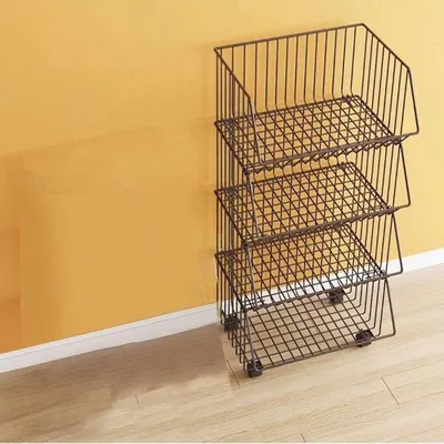Produktbild von Dreistufiger Küchentrolley, Platzsparender Servierwagen aus Edelstahl, Ideal für Gemüse, Obst und Trockenwaren, Mobil - CARTSTACK